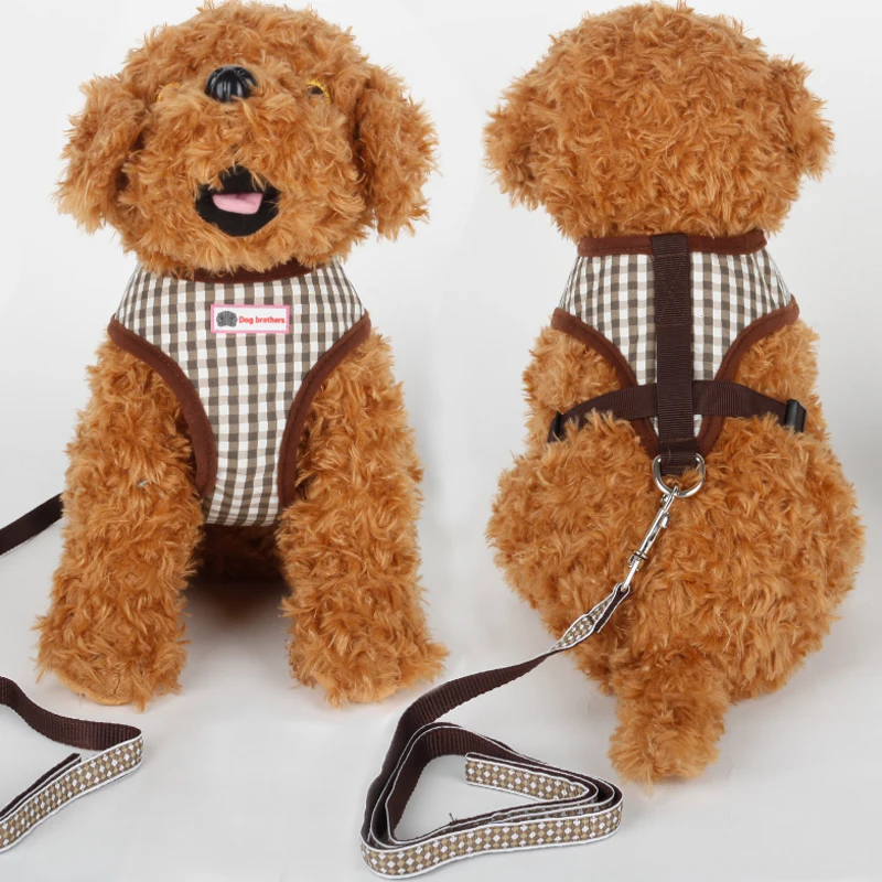 Дышащий клетчатый поводок для собак жилет щенков аксессуары нагрудный ZL145 2|dog