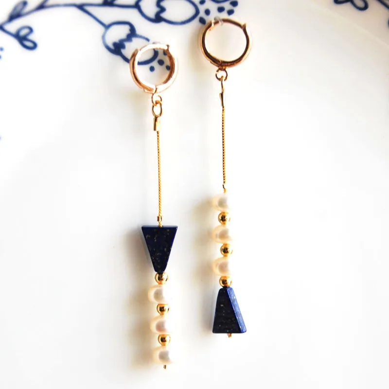 Женские серьги подвески с натуральным пресноводным жемчугом|dangle earrings|fashion dangle