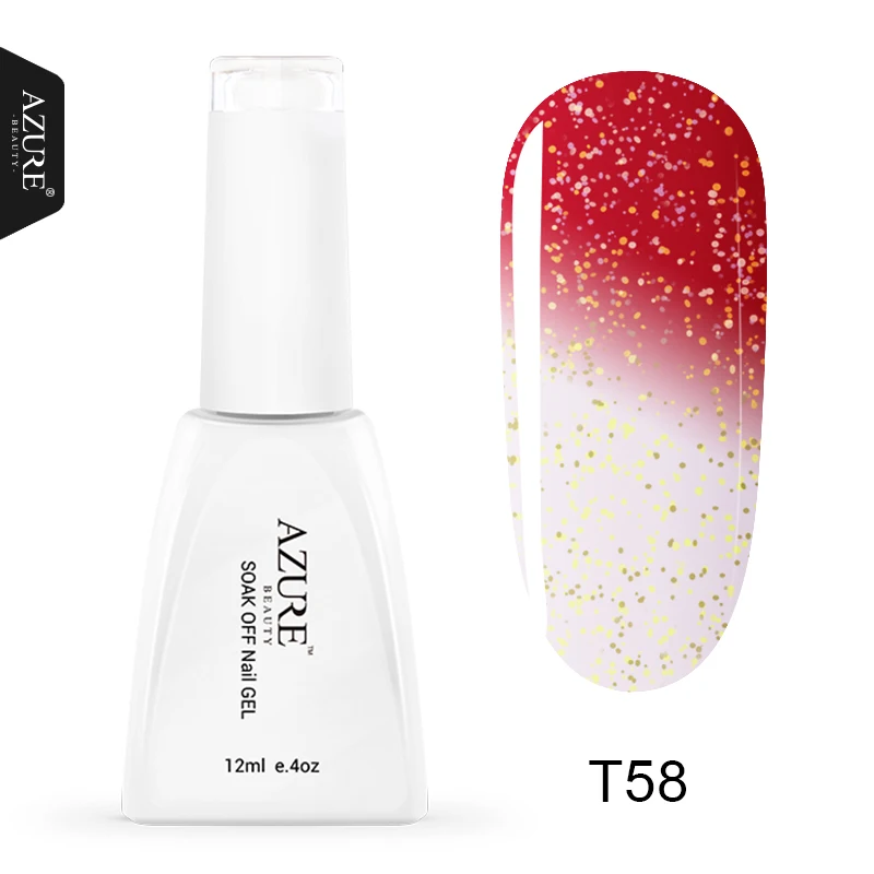 T58 Azure beauty, термальный УФ-гель для ногтей, меняющий цвет, с температурой, замачивается, светодиодный лак, долговечный Гибридный гвоздь, 12 мл - Цвет: T58