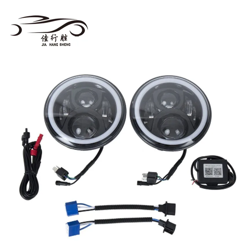 JHS 2X RGB Halo 7-дюймовая светодиодная фара-подключи и работай фара ангельские глазки