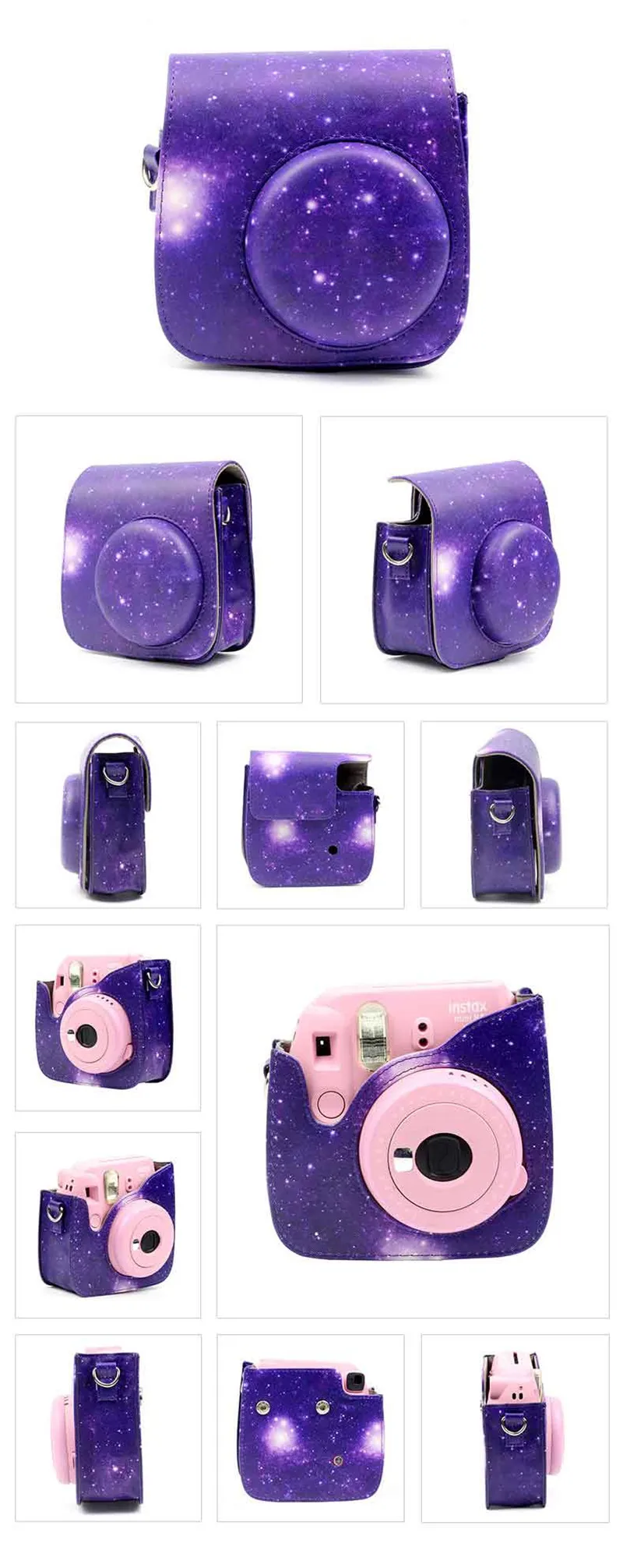 Чехол для камеры из искусственной кожи для Fujifilm Instax Mini 8 8s 9 Starry sky Donut с рисунком для Fuji instax Mini8 mini9