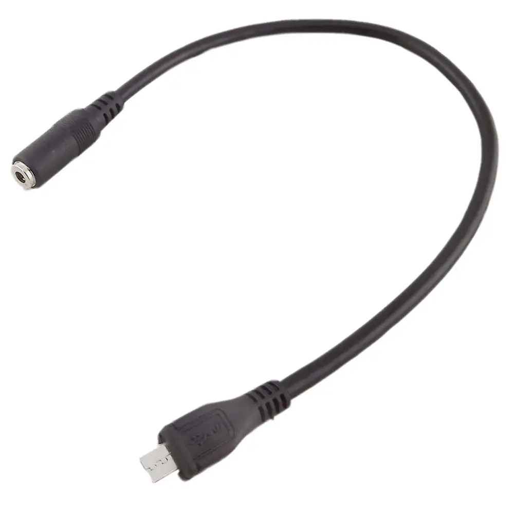 

1pc Black Micro USB 5 Pin Male To 3.5mm Female AUX Audio Sync Headphone Adapter Cable Cord 30cm