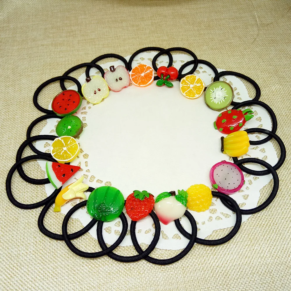 

10Pc Fruit Slice Multi-Patterns Hair Accessories Girl Women Elastic Rubber Bands Hair Clips Headwear Tie Gum Holder Rope Hairpin