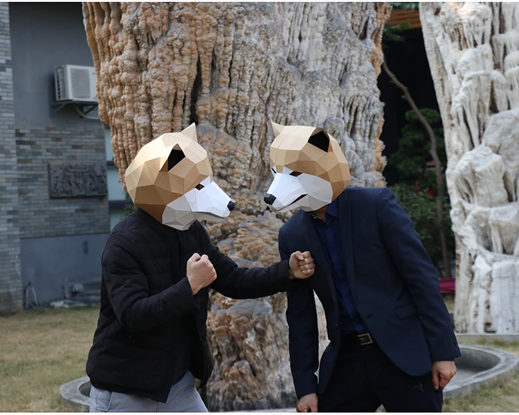 3D стереоскопические геометрические бумажные маски Akita для собак сделай сам