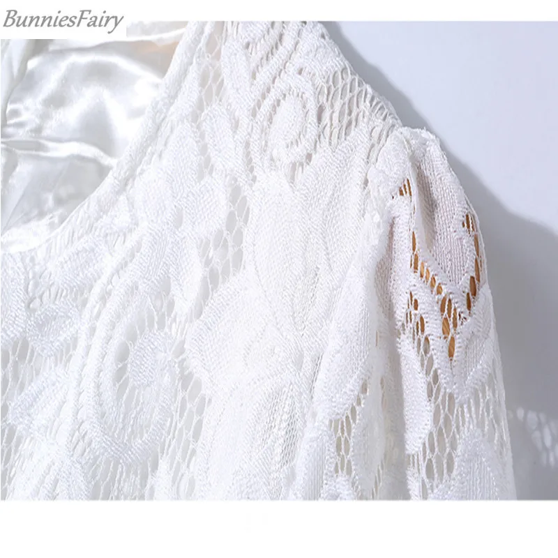 BunniesFairy 2018 осеннее Новое Женское богемное Бохо элегантное белое кружевное Макси