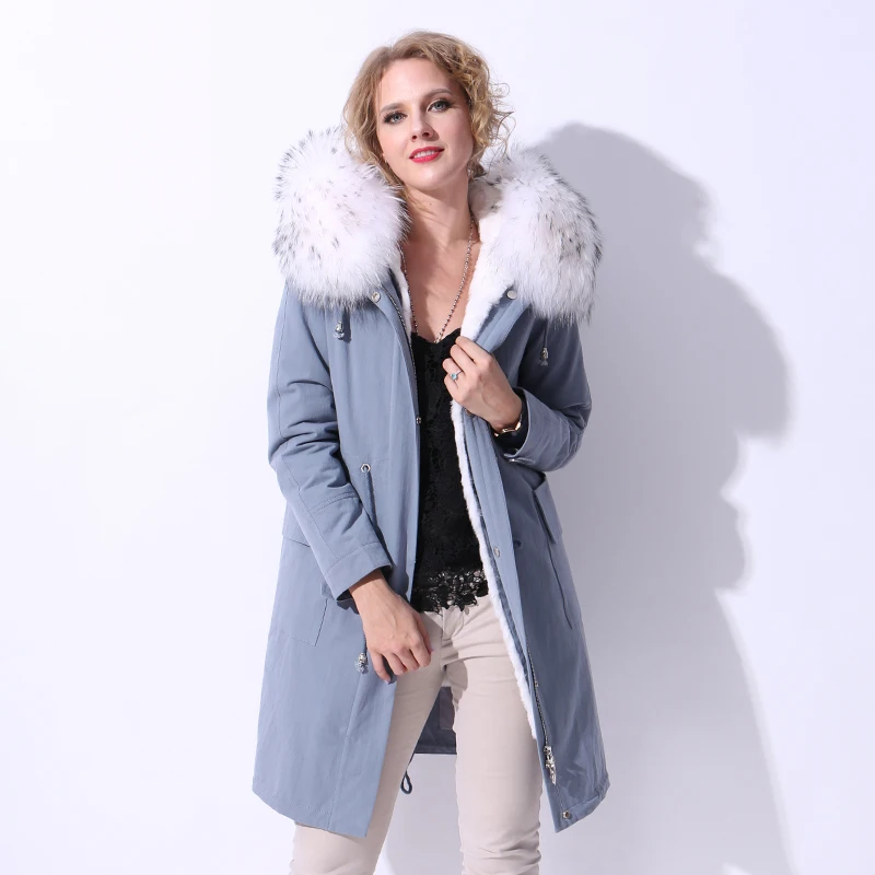 Завод прямые поставки зима новый Натуральный мех пальто Женская куртка парка