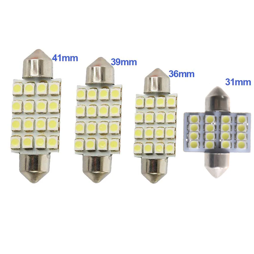 2 шт. Автомобильная гирлянда для салона купола 16 SMD светодиодные фонари белая