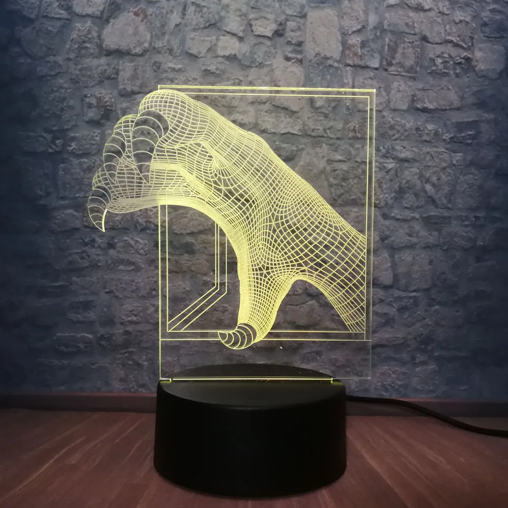 3D зверь лапы светодиодный ночной Светильник Иллюзия USB Base desktoр зарядное