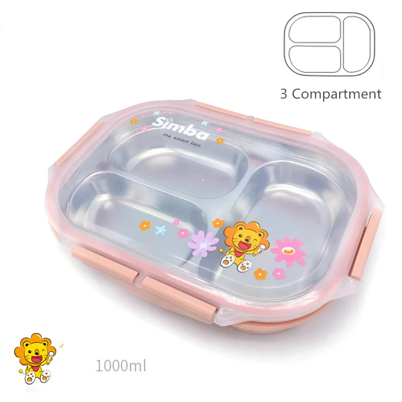 Pink 3 Compartment MICCK Ланч-бокс из нержавеющей стали милый Теплоизоляционный Бенто-бокс для пикника и школы экологически чистый контейнер для еды с отделениями - Цвет: Pink 3 Compartment