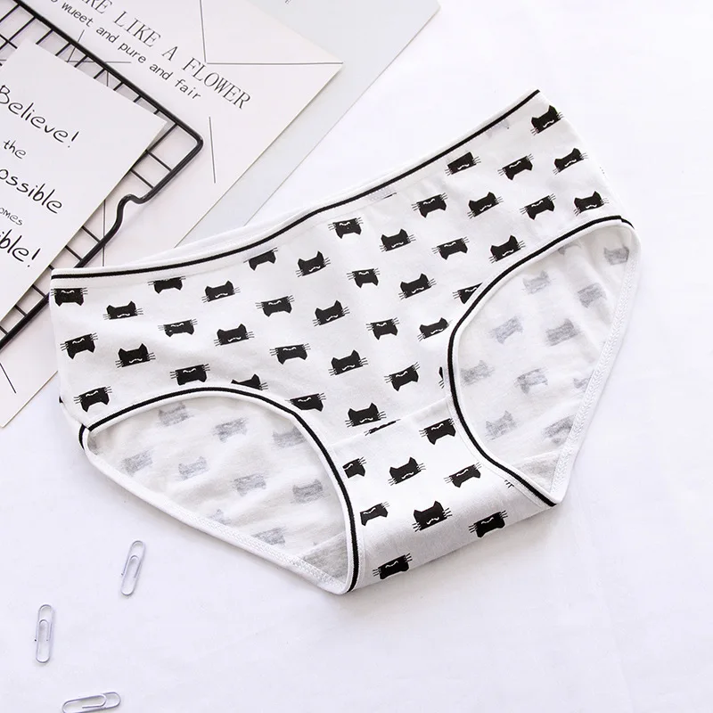 Женские хлопковые трусы черного и белого цвета женское нижнее белье для девочек