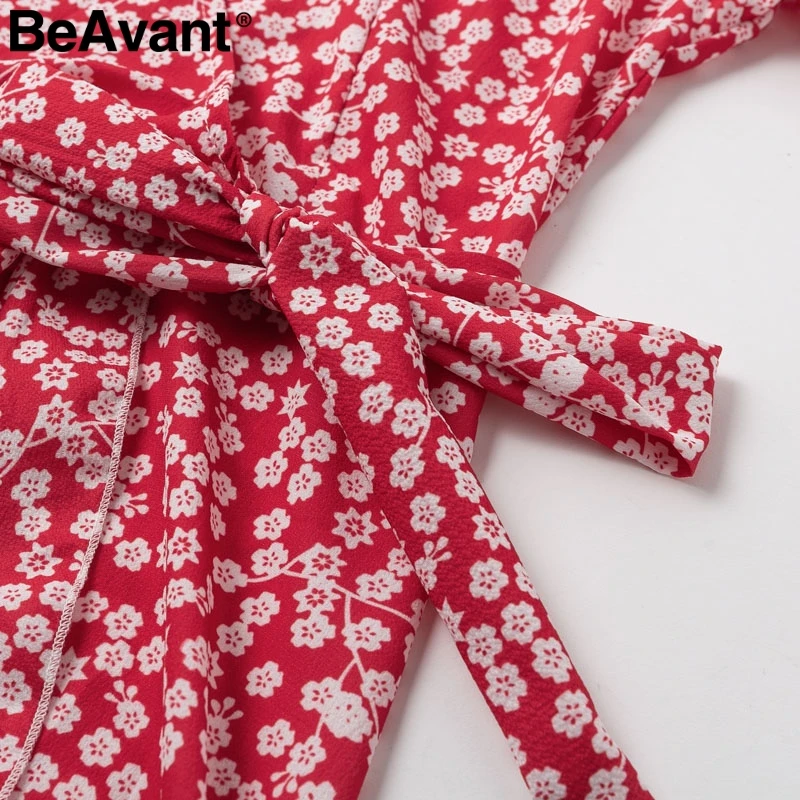 BeAvant Sexy Глубокий v образным вырезом женские туфли с цветочным принтом платье