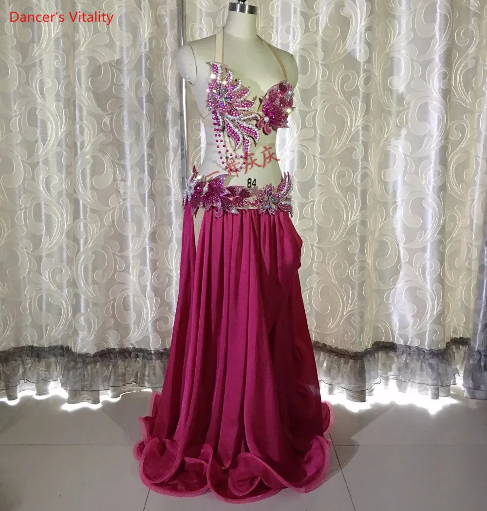 Женский комплект для танца живота из 2 предметов топ и длинная юбка стразы |