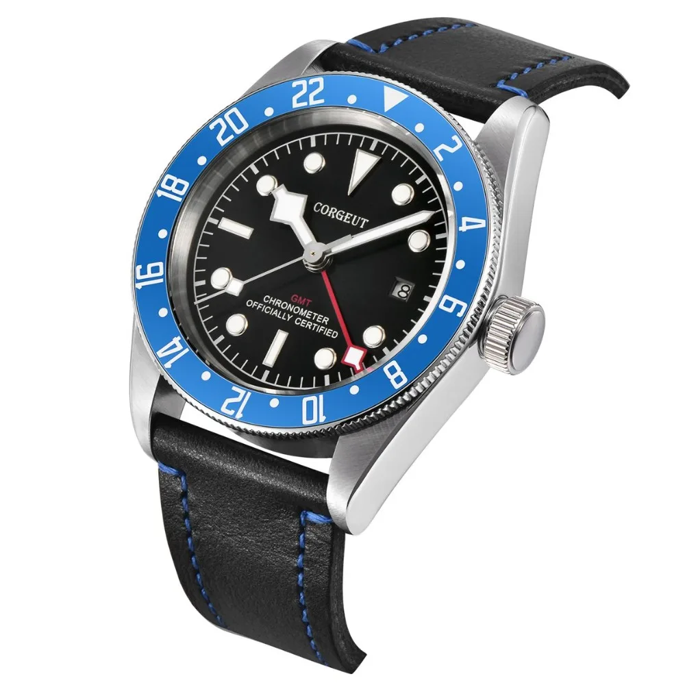 41 мм черный циферблат светящийся сапфировое стекло платье часы Роскошный топ