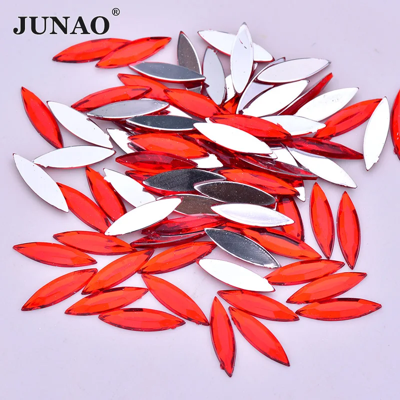 JUNAO 500 шт 4*15 мм красный цвет Flatback акриловый с лошадью из стразов глаз хрустальные