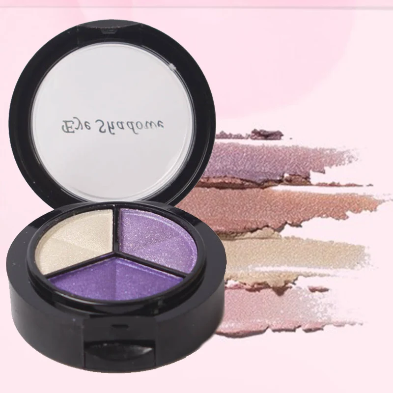 Палитра теней для век с бриллиантовым блеском 3 цвета земные дымчатые стильные