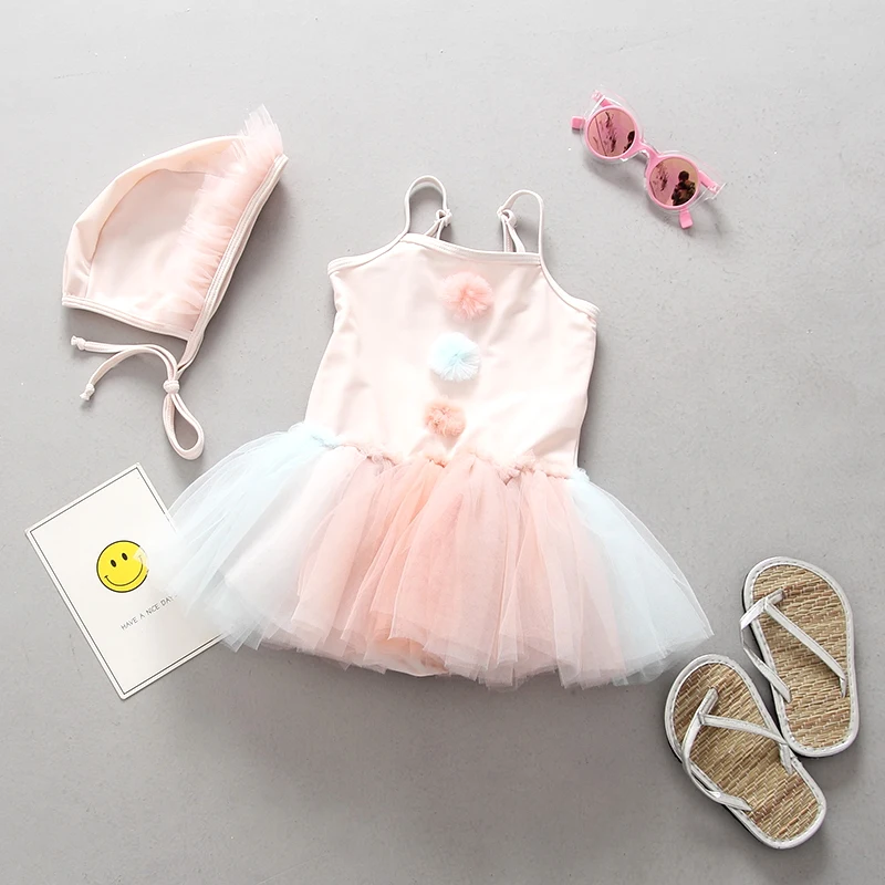 Детский купальный костюм одежда для купания кружевные розовые детские