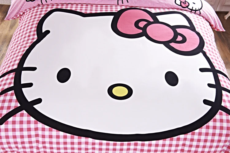 Hello kitty, хлопковый комплект постельного белья для детей, мультяшное постельное белье, Ститч, Doraemon, пододеяльник, комплекты, простыня, наволочка, Твин, полный размер, королева
