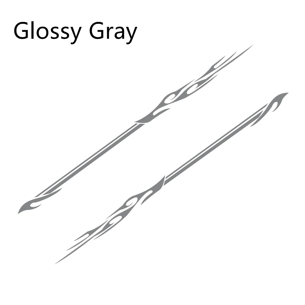Glossy Gray 2 шт 240 см х 12 см стильные длинные полосатые автомобильные наклейки авто виниловые боковые наклейки для кузова автомобильные гоночные спортивные наклейки аксессуары для тюнинга автомобиля - Название цвета: Glossy Gray