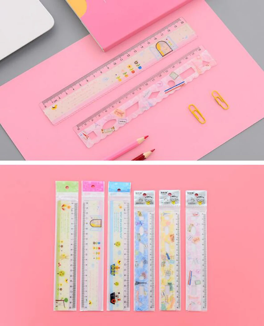 1 шт 18/20 см Kawaii, милые канцелярские принадлежности красочные деревянные правитель, правитель шитья Офис Школьные принадлежности измерительный инструмент