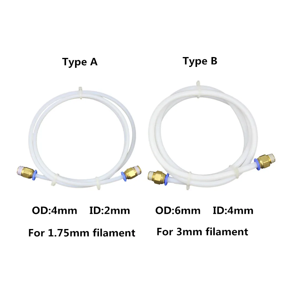 3D-принтеры 1 м PTFE тефлоновые трубки Bowden Reprap насосно-компрессорных труб ID 2/4 мм OD 4/6 мм для 3D-принтеры Reprap rostock Kossel 1,75 мм/3 мм нити