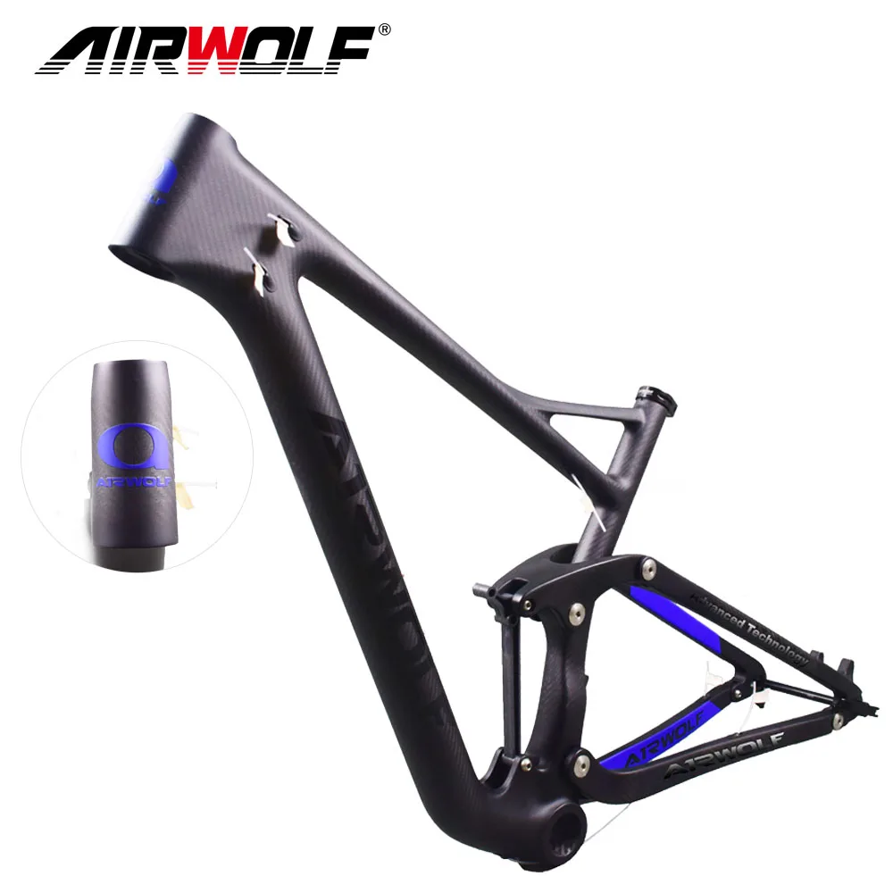 Airwolf mtb полная подвеска рама с дисковым тормозом 160 мм путешествия 122 мм принимаем OEM живопись 29er карбоновая рама подвеска