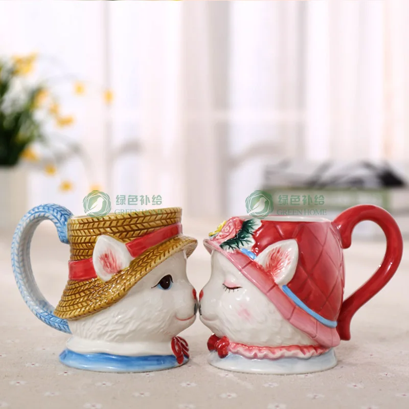 

Tea coffee mugs ceramic maneki neko mug home decor craft room decoration porcelain lucky cat figurine bird gifts wedding decor