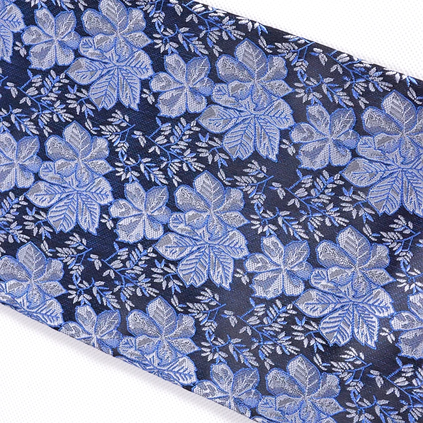 Новый мужской шелковый галстук 2017 Синий Серый Цветочный Атласный Галстук Модные