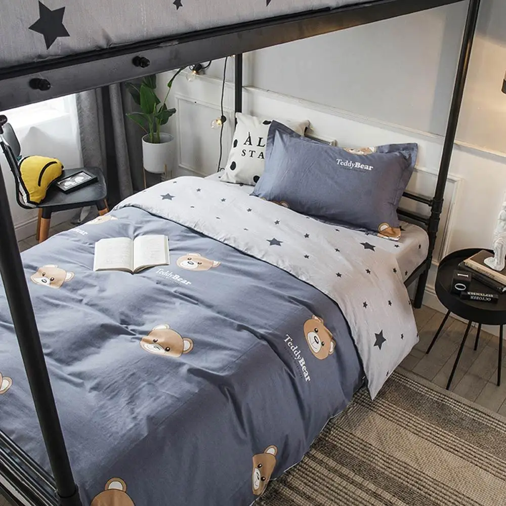 INS/комплект постельного белья из 3 предметов с изображением мишки тедди серого