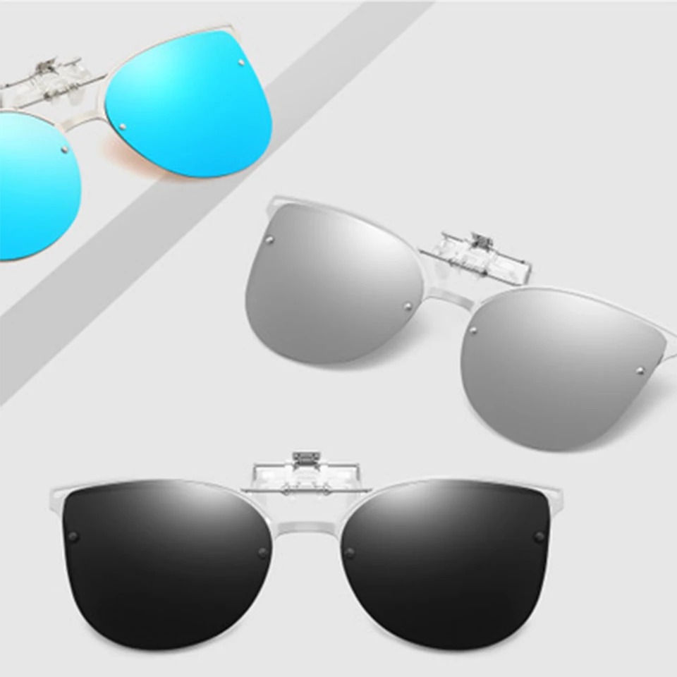 

Cateye Polarized Clips Sunglasses Women Men Metal Flip Up Sun Glasses Multi-colors Lens On Myopia Reading Glasses Driving Goggle