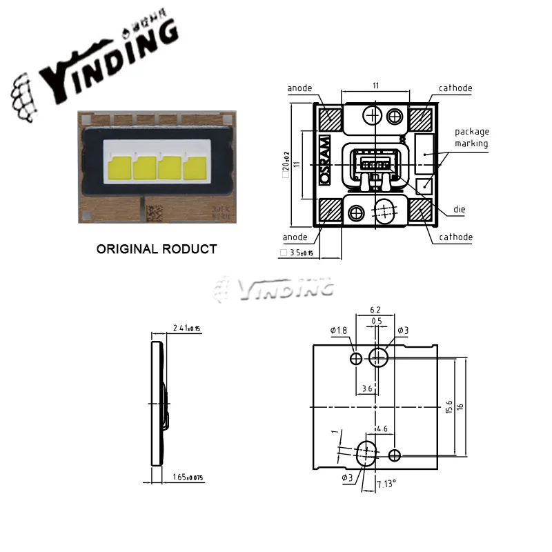 OSRAM U1A4 20 Вт высокомощная Светодиодная лампа бусины 5700-6500 K холодная белая лампа для фары авто фитиль Автомобильные противотуманные фары