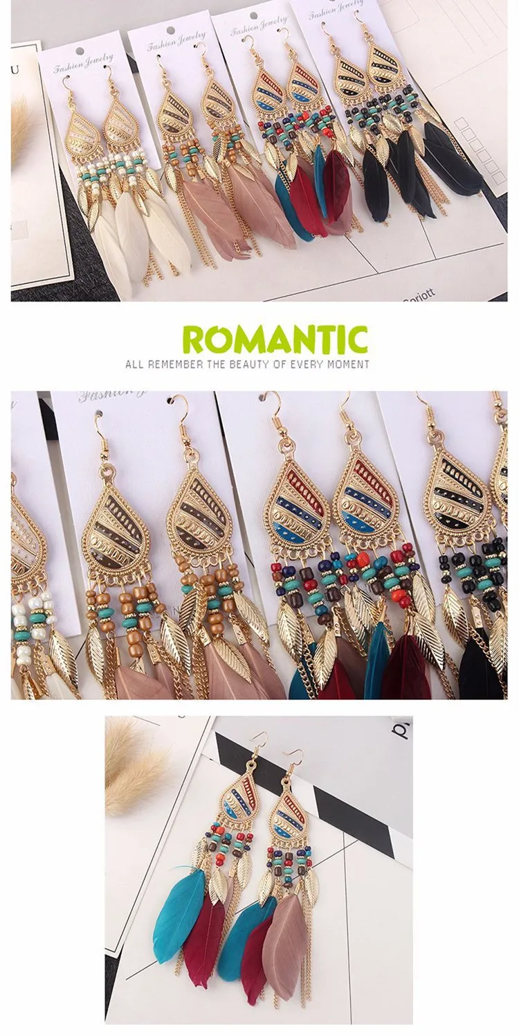Женские богемные висячие серьги boho mujer moda bijoux винтажные длинные этнические