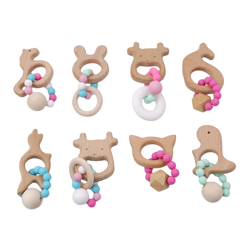 Деревянный Прорезыватель для зубов деревянный браслеты Монтессори|Погремушки| |