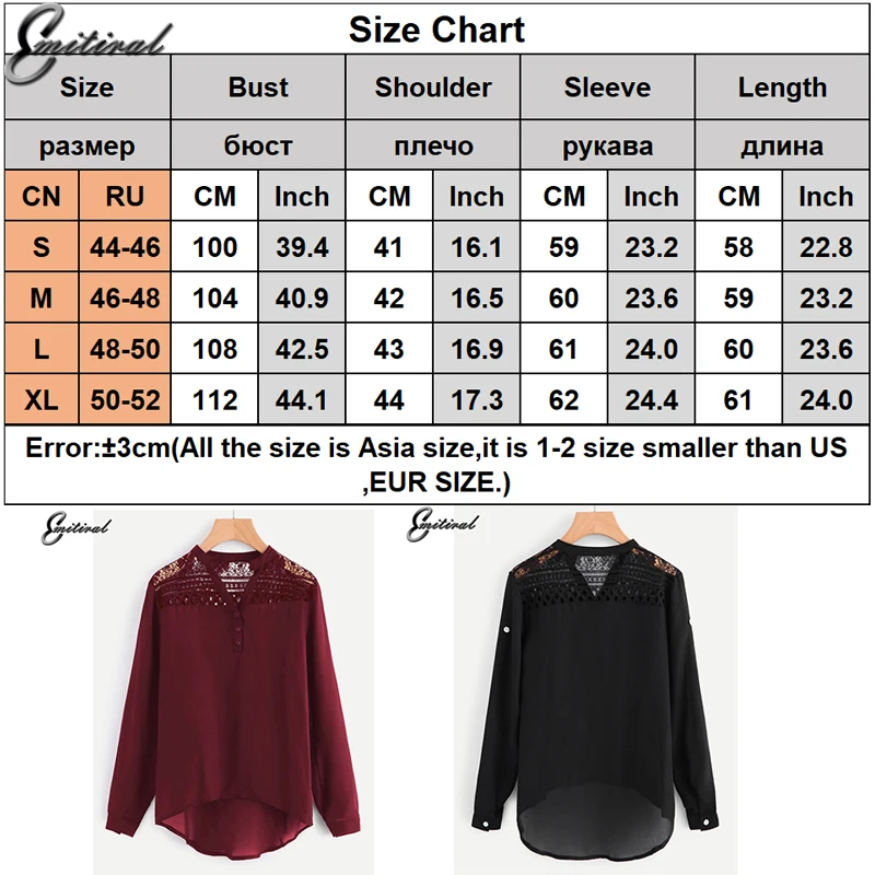 Emitiral 2018 Европейская Базовая женская блузка полиэстер шифон с длинными рукавами