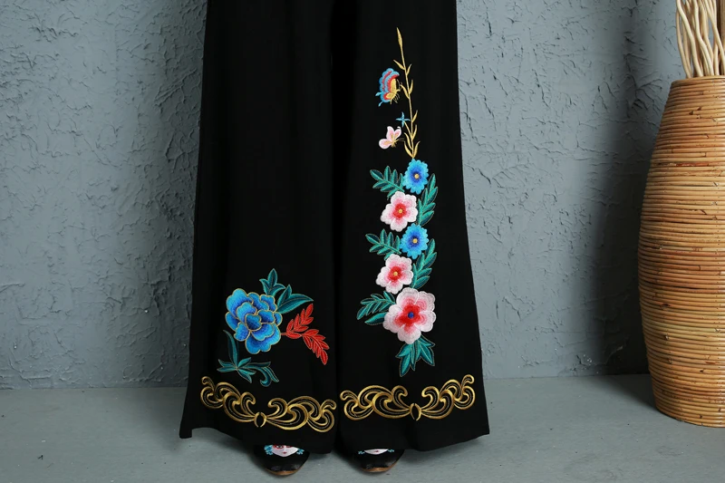 Новые модные весенние широкие брюки в национальном китайском стиле женские