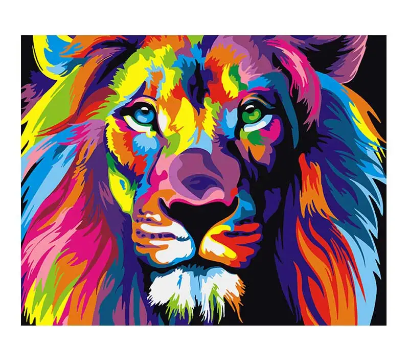 Lion Горячие абстрактная картина в рамке масло Краски DIY Краски ing по номерам Раскраска по номерам красочные украшения для дома в виде животных 40 х 50 см Лен - Цвет: Lion