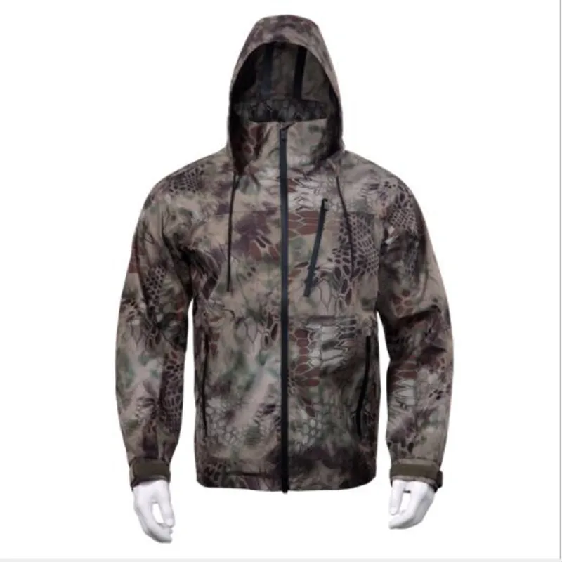 Легкая водонепроницаемая дышащая камуфляжная куртка с капюшоном ветровка для