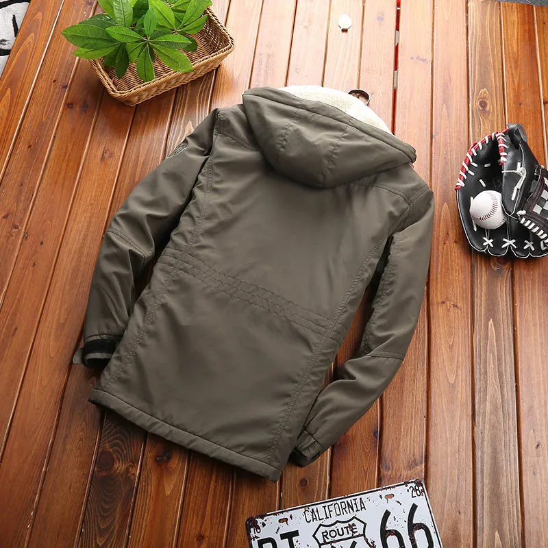 M 5XLLoose размера плюс 4XL куртки осень зима утолщенная ветровка дышащая военная