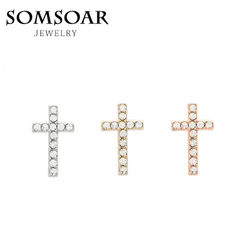 Somsoar Jewelry Crystal Cross DIY Charms fit Leather wrappable Bracelet 10pcs/lot |