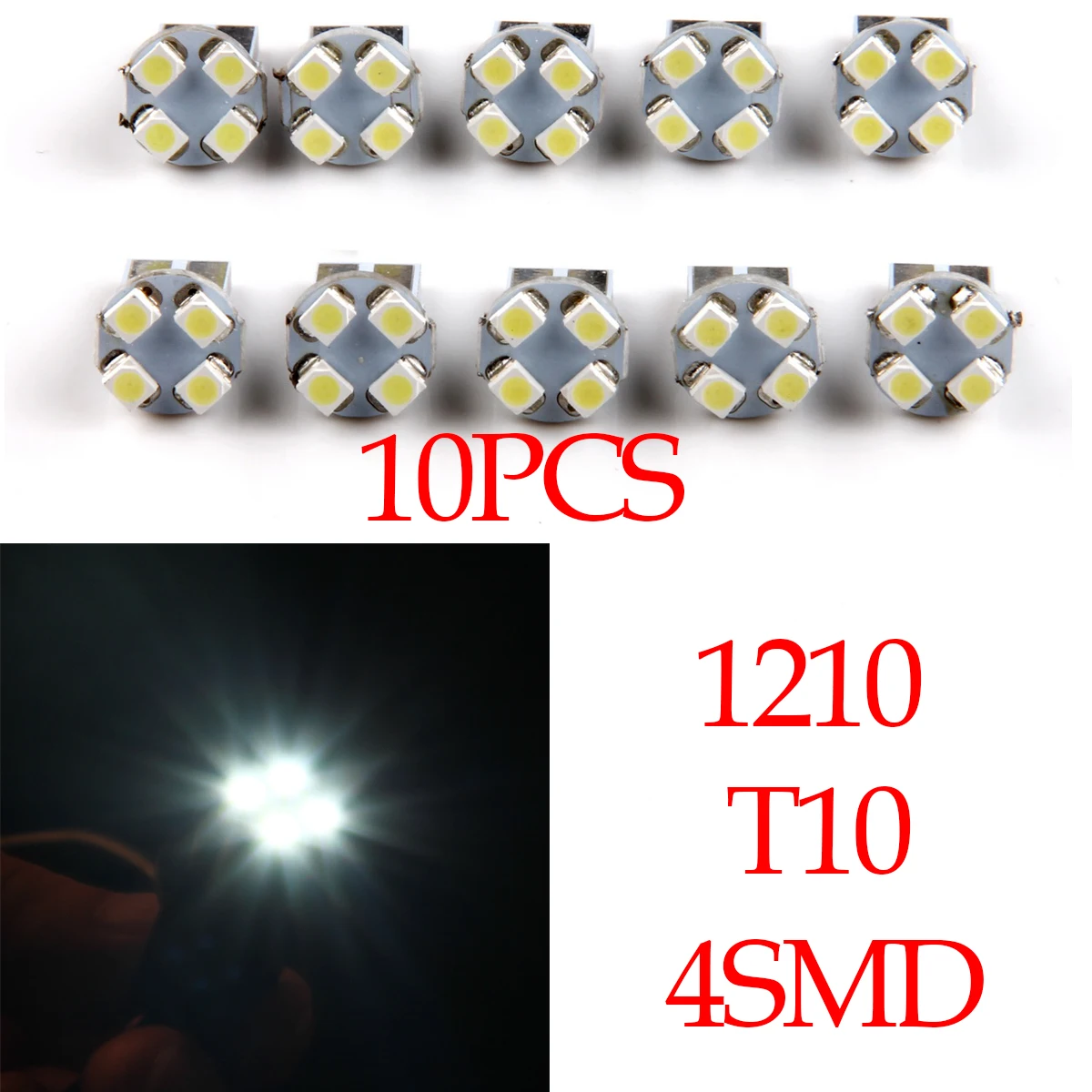 POSSBAY T10 4/5 SMD СВЕТОДИОДНЫЙ 5050/1210 дневные ходовые огни 12V белый светильник светодиодный Клин Авто Лампа для салона автомобиля 10 шт