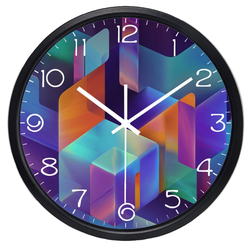 

Красочные переплетенные настенные часы с кубическим дизайном, креативные металлические художественные часы