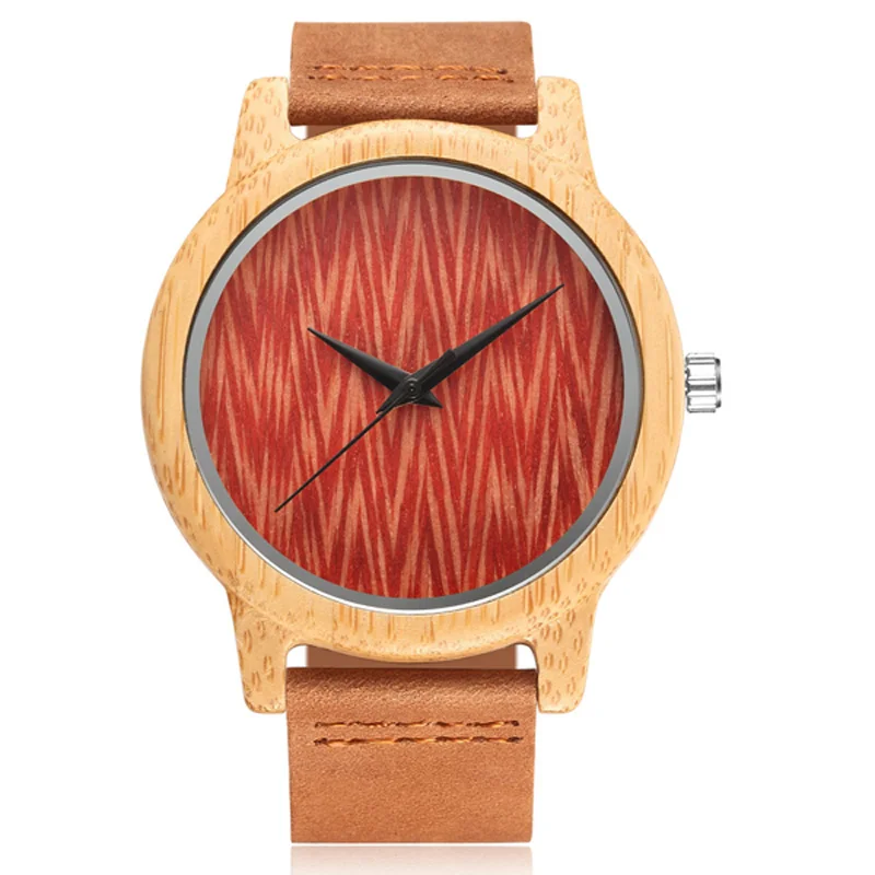 Модные кварцевые часы в полоску из натурального дерева и бамбука мужские