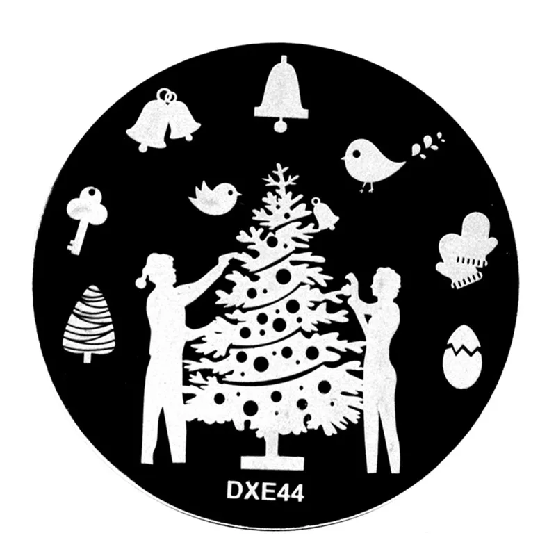 14-DXE44 ELECOOL DIY Рождественская серия круглые пластины для штамповки ногтей из нержавеющей стали Шаблон для штамповки Леди Женщины Девушка штамповки - Цвет: 14-DXE44