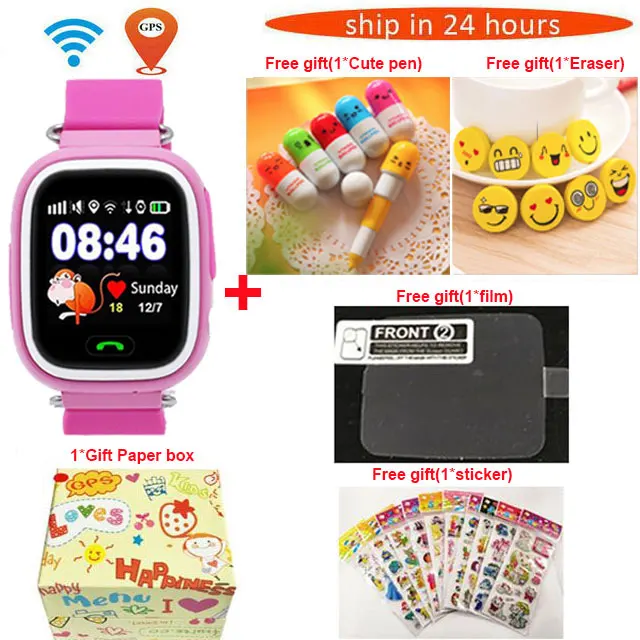 pink package 1 Q90 GPS Смарт часы детские часы с Wi-Fi для приложения android телефон SOS Вызов Расположение Finder устройство анти потеря напоминание PK Q50 Q100 - Цвет: pink package 1