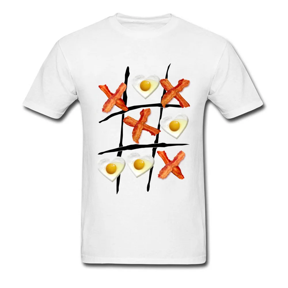 Мужская футболка с принтом в форме сердца Bacon Tic Tac Toe хлопковая Футболка для