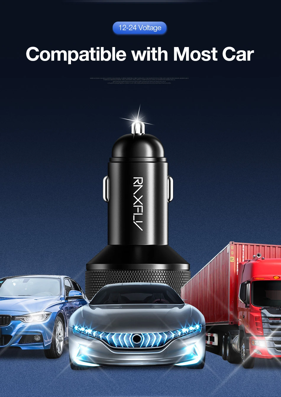 RAXFLY 3.1A быстрая зарядка автомобильное зарядное устройство Dual USB Универсальное зарядное устройство для iPhone samsung huawei Xiaom цифровой дисплей автомобильное зарядное устройство для телефона