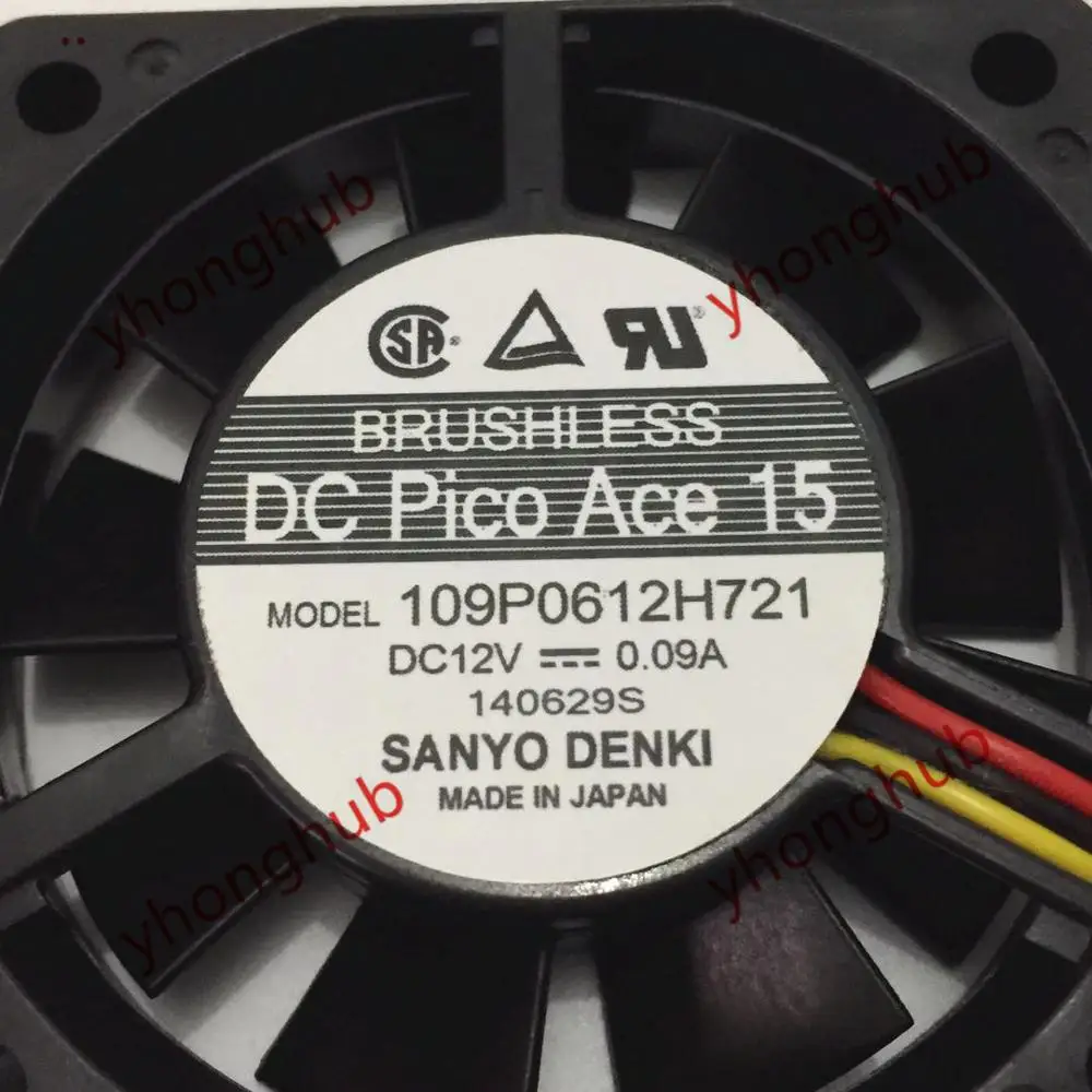 SANYO DENKI 109P0612H721 DC 12V 0.09A 60x60x15 мм 3 провода Сервер вентилятор охлаждения|Кулеры и