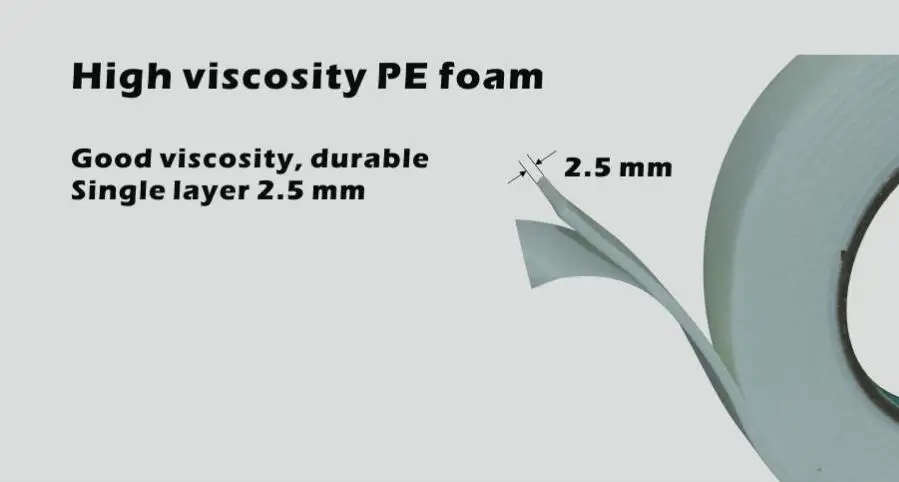2 см * 500 (Ш л) Двухсторонняя самоклеящаяся лента высокой вязкости из ПЭ белая