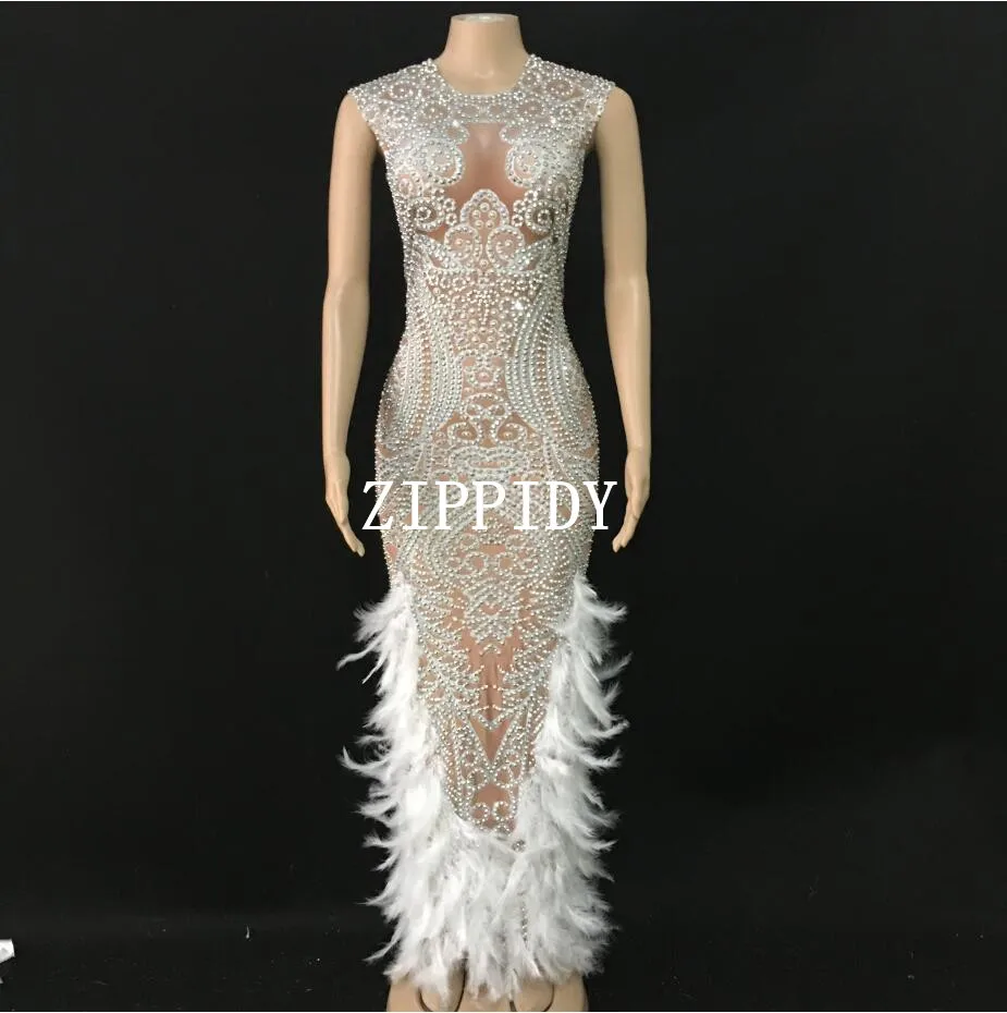 Модное серебристое платье с перьями для празднования дня рождения женское