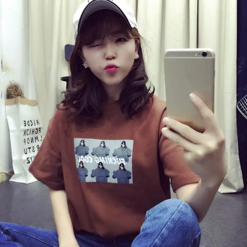 Новинка 2017 года летняя футболка с коротким рукавом в стиле Bf для девочек