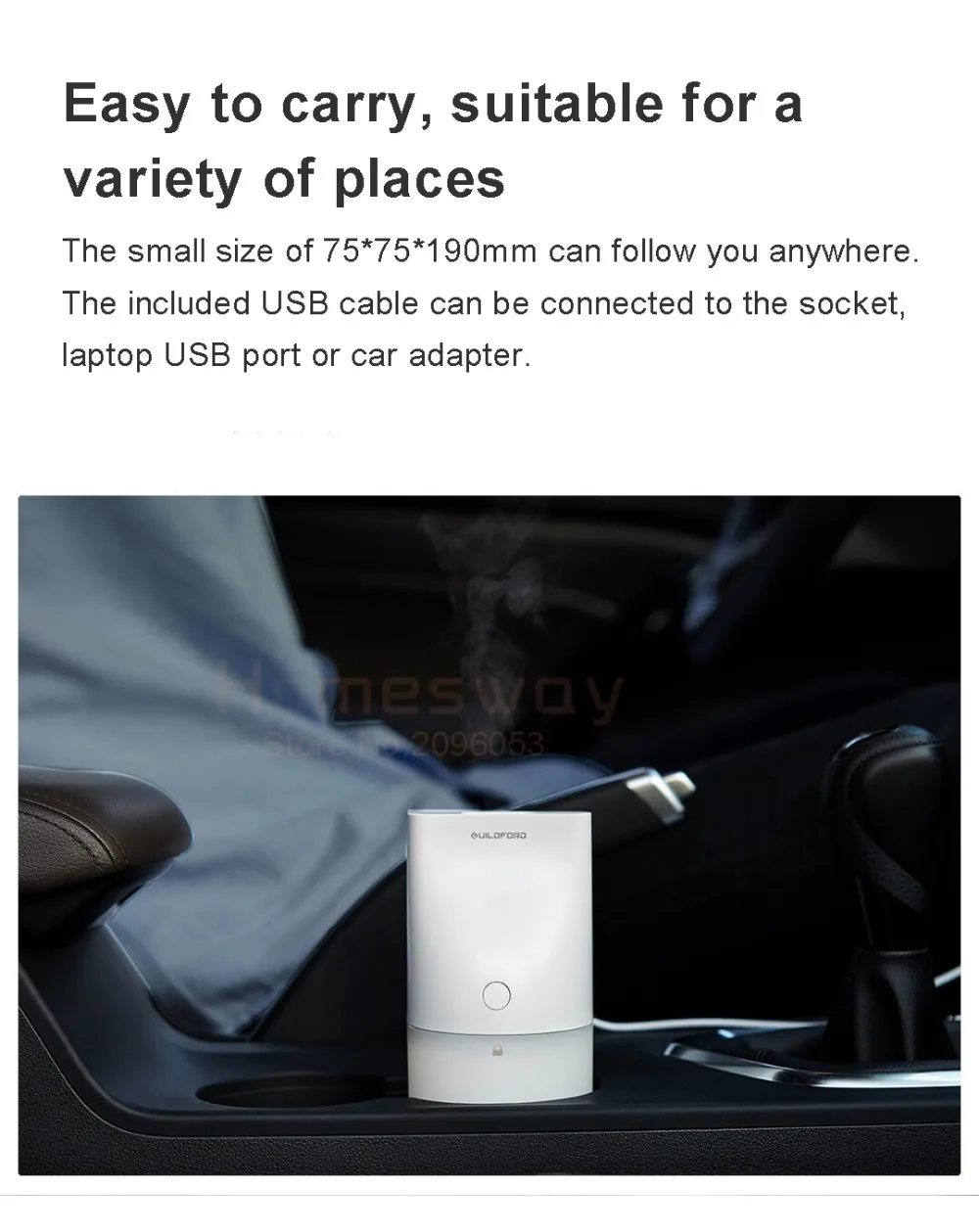 Xiaomi Guildford Настольный увлажнитель воздуха портативный очиститель воздуха 320 мл с ночным светильник usb type-C порт